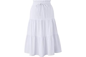 Kukume Maxi Skorts Skirt for Girls Button Front High Waisted Long Skirt with Belt Ruffled Skirts with Pocket 3-12Years