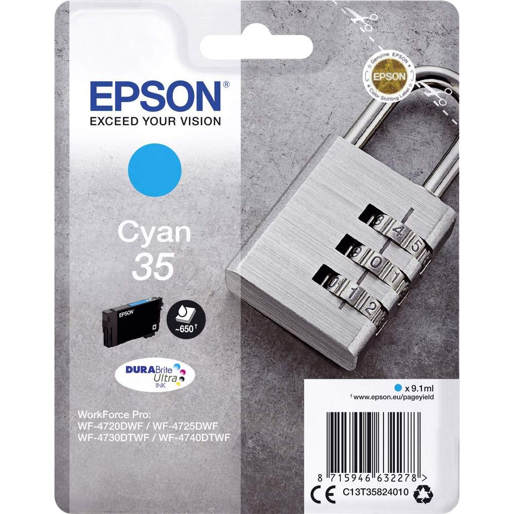Epson 35 Cyan Padlock Genuine Ink, Claria Photo HD Ink Cartridge