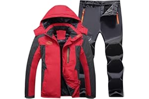 Generic Mens Two Piece Ski Suits Ski Jackets and Pants Set Warm Outdoor Snowsuit Waterproof Insulated Snowboard Jacket Bibs