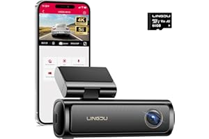 LINGDU AM100 5G WiFi Dash Cam Front, 4K Dash Cam for Cars with ADAS, Free 64GB SD Card Voice Control, G-Sensor Built-in GPS, WDR 24H Parking Mode, Night Vision Loop Recording, Easy to Install