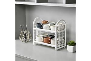 Mini Desktop Storage Rack - Double Layer Shelf for Desk, Bookshelf Organizer for Hollow Tabletop Shelf for Office Dormitory, 