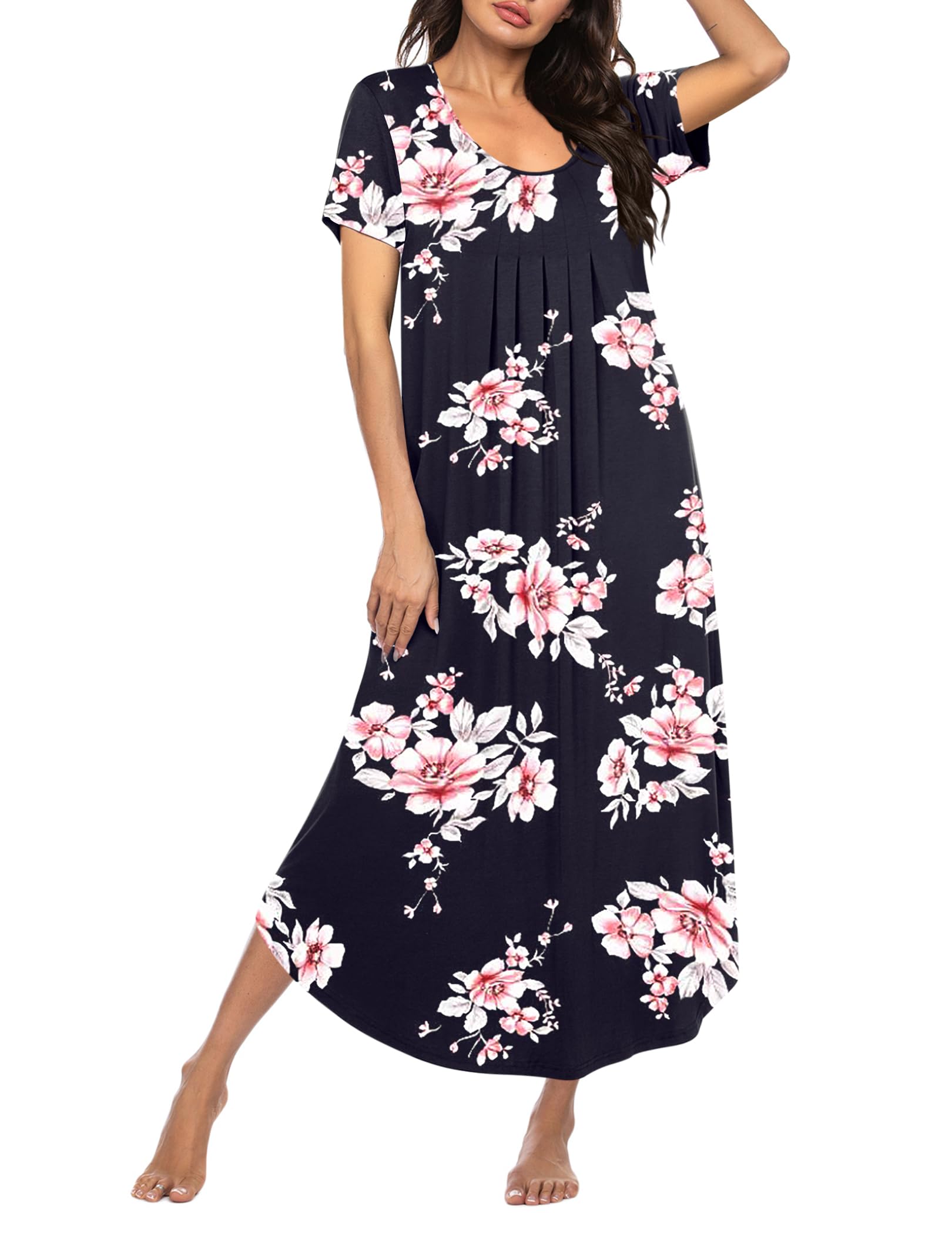 Ekouaer Women's House Dress With Pockets | Long Nightgown Moo Moo Dress | Floral Print Loungewear Ekouaer Women's House Dress With Pockets | Long Nightgown Moo Moo Dress | Floral Print Loungewear