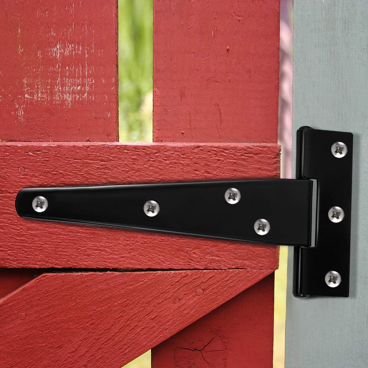 BESTonZON 6pcs Shape Rustproof Iron Heavy Duty Hinges for Gate Door Gates Hinges t Shape for Garden and Furniture Use - Image 3