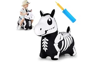 iPlay, iLearn Bouncy Pals Skeleton Hopping Horse, Toddler Bouncing Animal Toys, Inflatable Plush Bounce Hopper, Kid Indoor Ride On Bouncer, Halloween Birthday Gifts 18 Months 2 3 4 5 Year Old Boy Girl