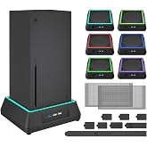 Mviioe LED Cooling Fan for Xbox Series X with Dust Cover Filters | Cooling Stand Station Compatible with Xbox X, Extra Big Turbo Fan, USB 2.0 Ports, Dust Cover Filters, Black