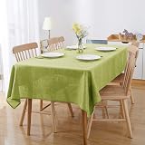 Deconovo Faux Linen Pattern Table Cover Green 51x87 Inch Water Resistant view 2