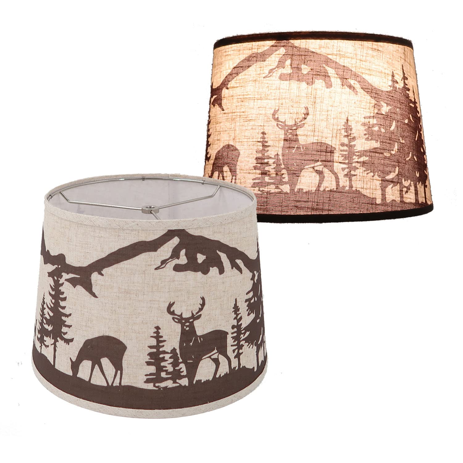Photo 1 of Double Empire Print Lampshade Set of 2, Easy Assembly Lamps shade,Natural Linen lamp shades,Hand Crafted Lampshades for Table Lamp and Floor Light,Print lampshade 12 Inches?10"x12"x8.5"? (Print(D))