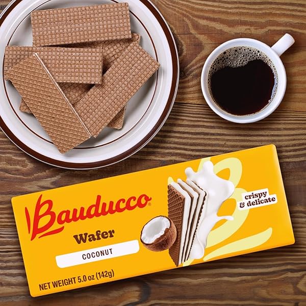BAUDUCCO COCONUT WAFERS – CRISPY WAFER COOKIES WITH 3 DELICIOUS, INDULGENT DECADENT LAYERS OF COCONUT FLAVORED CREAM – DELICIOUS SWEET SNACK OR DESERT – 5.0OZ (PACK OF 1)
