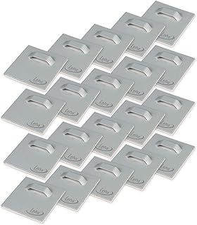 Leha® Selbstklebendes Haftblech 4,5x4,5cm mit Öse, Spiegelaufhänger, Aufhängeblech, Klebeblech, Dibondaufhänger (20 Stück)
