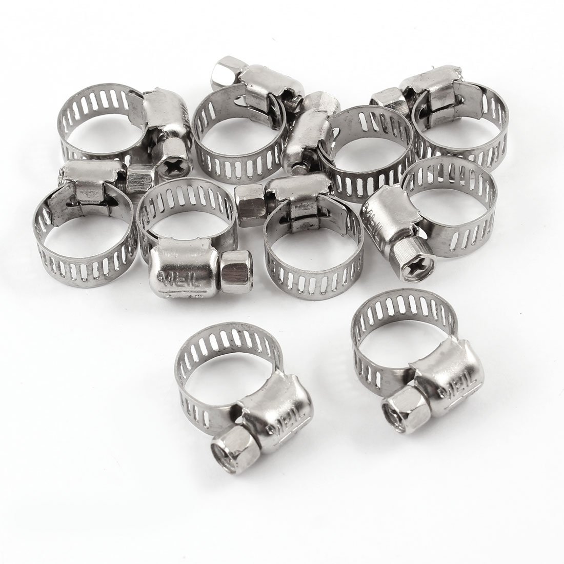 uxcell Stainless Steel 8-14mm Pipes Tube Hose Clamps Clips, 10 Pcs