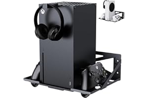 Wall Mount for Xbox Series X/S with 2 Headset Stand, Luckit Metal Wall Mount Kit Compatible with Xbox Series X/S Console and Dual Controller Accessories, Efficient Ventilation Design Wall Shelf