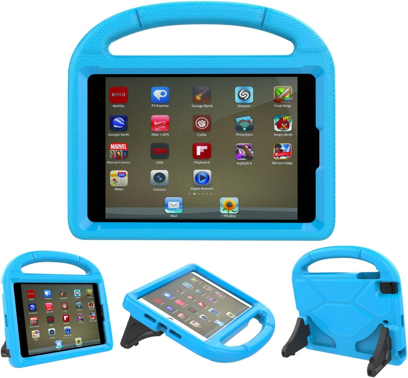 iPad 9.7 Case, iPad 9.7 Covers for Kids - ThreeJ Light Weight Portable Shockproof Super Protection Handle Stand Cover for iPad 9.7 2018/2017 (iPad 9.7-inch, Blue)