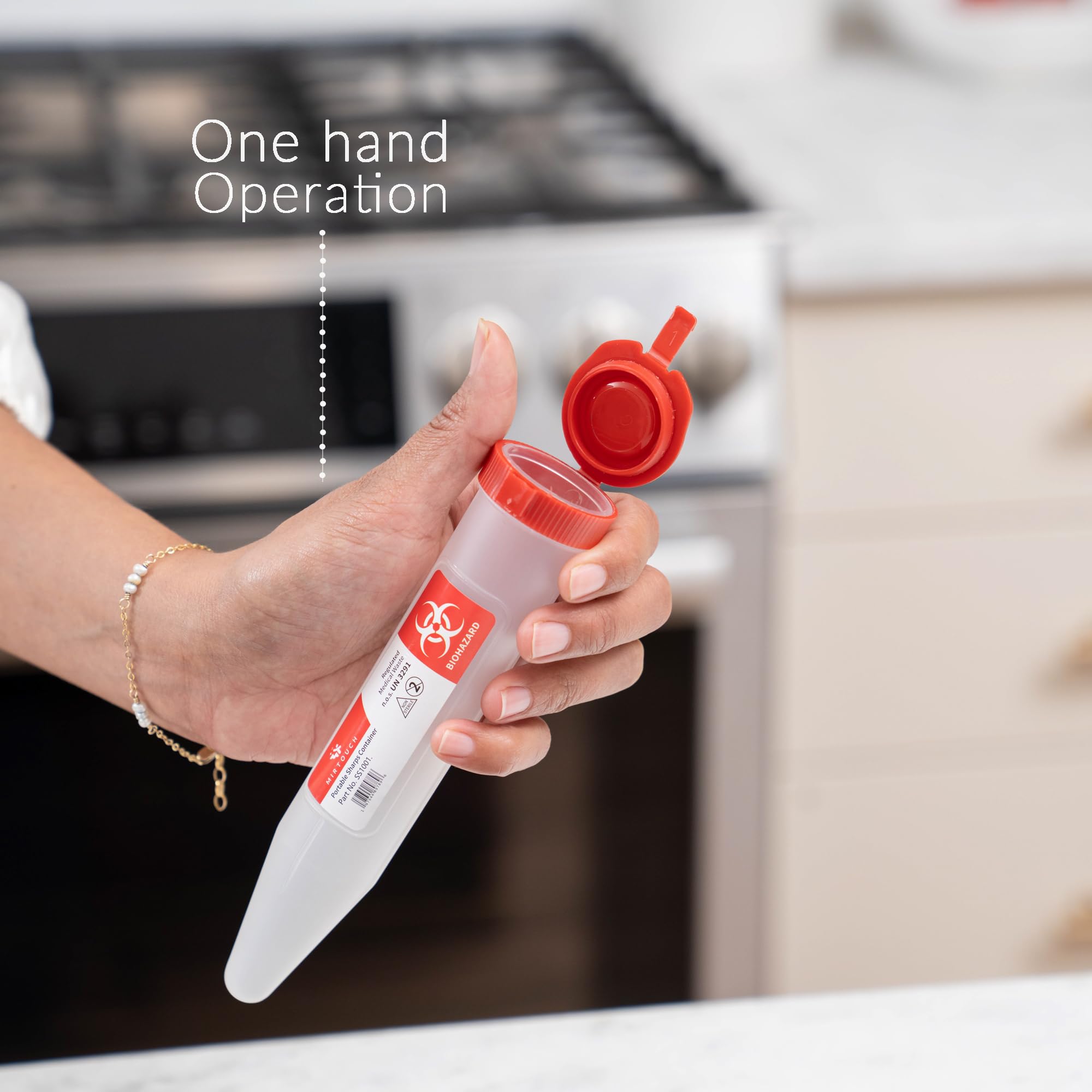 Single Use Travel Sharps Container - Transportable Sharp Containers for Needles, Syringes - Portable Small Sharps Container with Locking Lid - Puncture Resistant Needle Disposal Containers