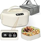 Chloraeon Cordless Electric Lunch Box, 1L Heated Lunch Box, 16000mAh Battery Powered, Fast Heating, 3-Compartment Tray, Portable for Car, Truck, Office, Camping