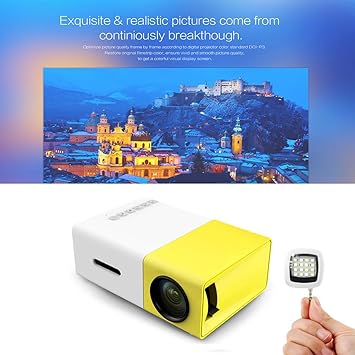 BiabaCollection YG300 LED Portable Projector 400-600LM 3.5mm Audio 320 x 240 Pixels YG-300 HDMI USB Mini Projector Home Media Player With Selfie Flash
