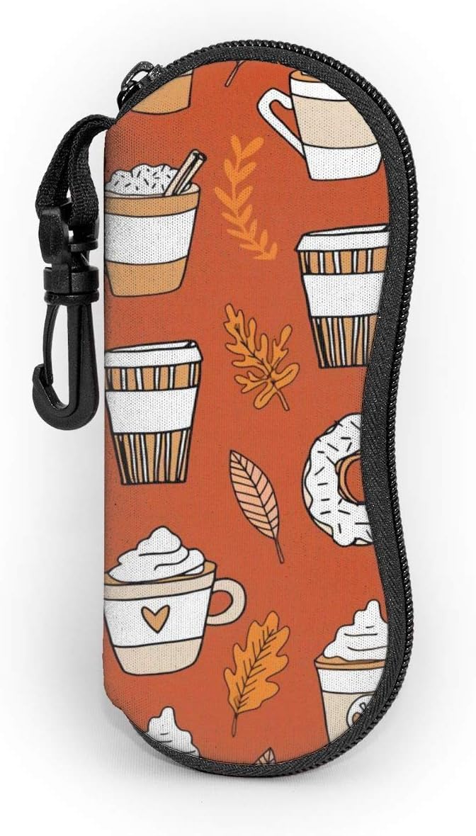 Amazon Com Yohogozix Pumpkin Spice Latte Fabric Coffee And Donuts Sunglasses Case Ultra Light Portable Neoprene Zipper Eyeglass Soft Case Unisex Home Kitchen