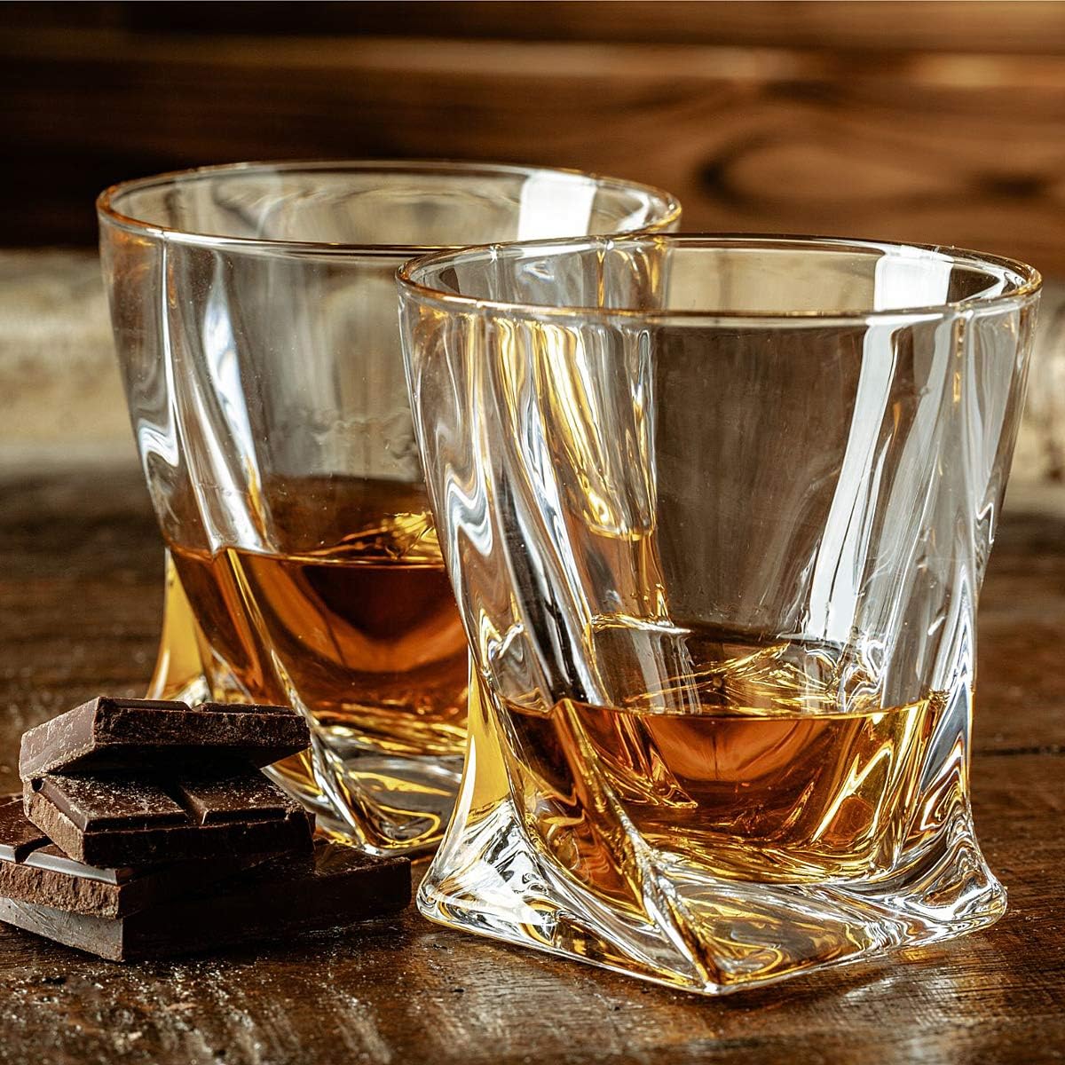 FLOW Barware Twist Whiskey Glasses Set of 2, Transparent, 2 Count (Pack of 1) - Image 4