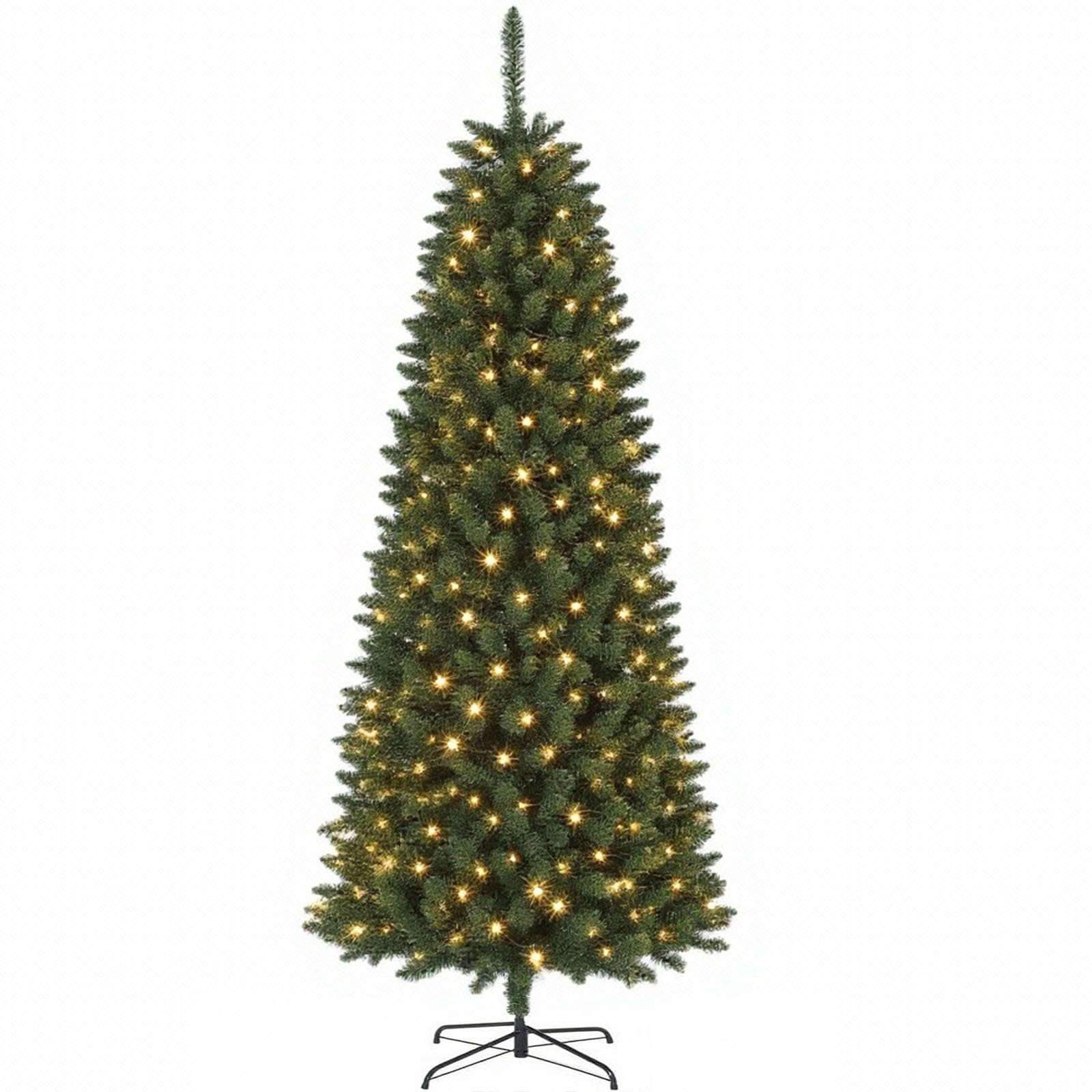 Photo 1 of Garvee 6FT Christmas Tree, Artificial Prelit Pencil Tree, Easy Assemble, Xmas Decor for Home Party Office Mall Holiday