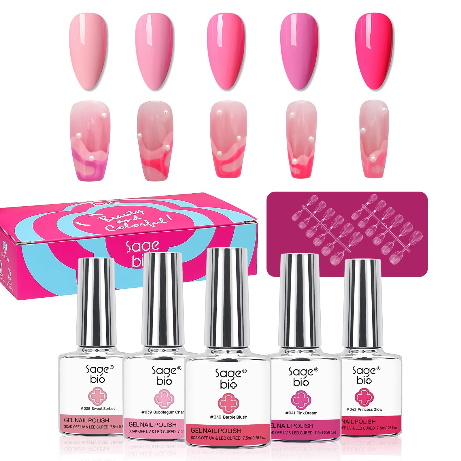 SAGEBIO 5 Colors Barbie Color Series Jelly Nude Gel Nail Polish Set ...
