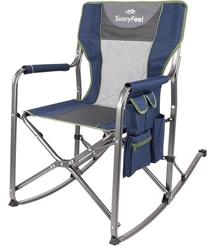 Portal Oversized Folding Rocking Camping Chair Portable Outdoor Rocker With High Back Hard Armrests Carry Bag Supports 300 Lbs Black
