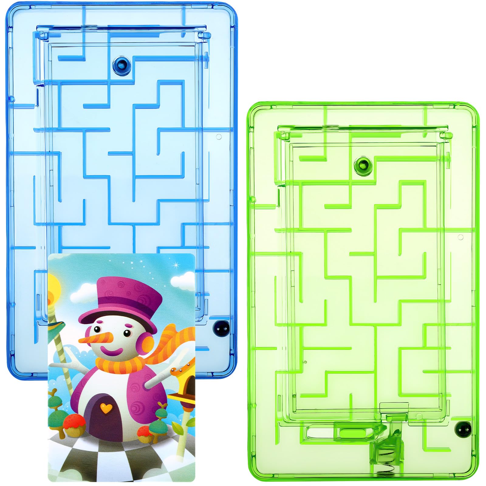 Photo 1 of 2-Piece Maze Puzzle Present Box - Plastic Card Holder, Intellectual Pinball Machine Game - Fun & Challenging for Teens & Adults (Blue, Green)