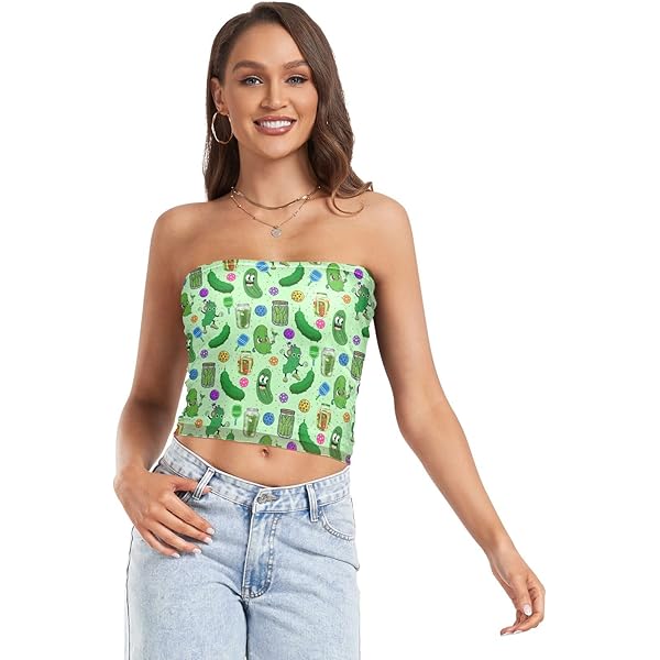 PBJCKAH Women's Sexy Tube Crop Tops Shamrock Golden Coins St