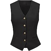 V VOCNI Women's Faux Suede Vest Cowgirl Western Vest Leather V Neck Slim Fit Fashion Casual Waistcoat Top