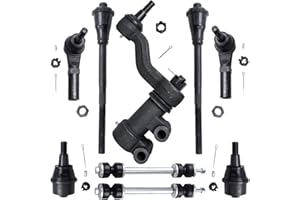 Detroit Axle - Front 9pc Suspension Kit for 11-19 Chevy Silverado GMC Sierra 2500 3500 HD, 4 Tie Rods 2 Ball Joints 2 Sway Bars 1 Idler Arm 2011 2012 2013 2014 2015 2016 2017 2018 2019 Replacement