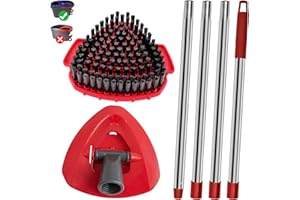 4-Section Stainless Steel Spin Mop Handles, Mop Base & Upgrade Mop Brush Combo for Ocedar EasyWring RinseClean Spin Mop 2 Tan