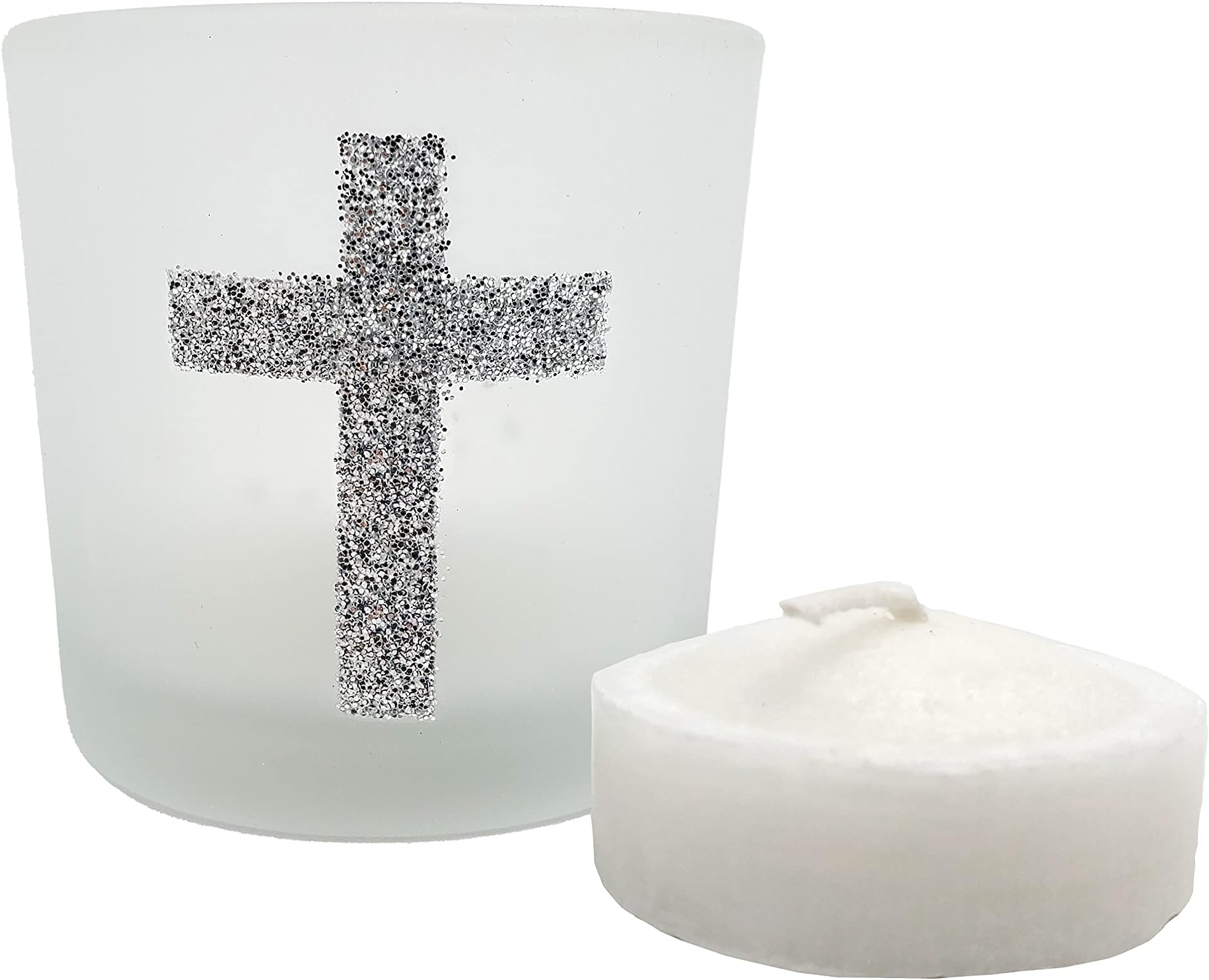 Silver Cross Themed Candle Favors
