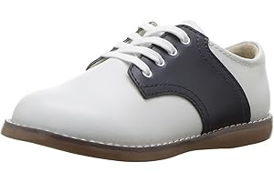 FOOTMATES Cheer Lace-Up Saddle Oxford Girls and Boys Dress Shoes with Wide Toe Box and Custom-Fit Insoles, Non-Marking Outsoles - for Infants, Toddlers and Little Kids, Ages 0-8