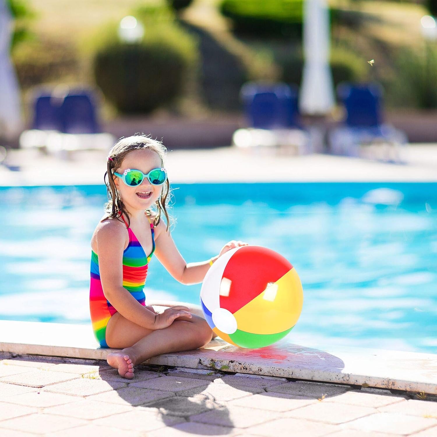 Coopay 30 Pack Inflatable Beach Balls Classic Rainbow Swimming Pool Ball Birthday Beach Party Decoration Summer Water Games Gifts 8 to 12 Inches from Inflated to Deflated: Sports & Outdoors