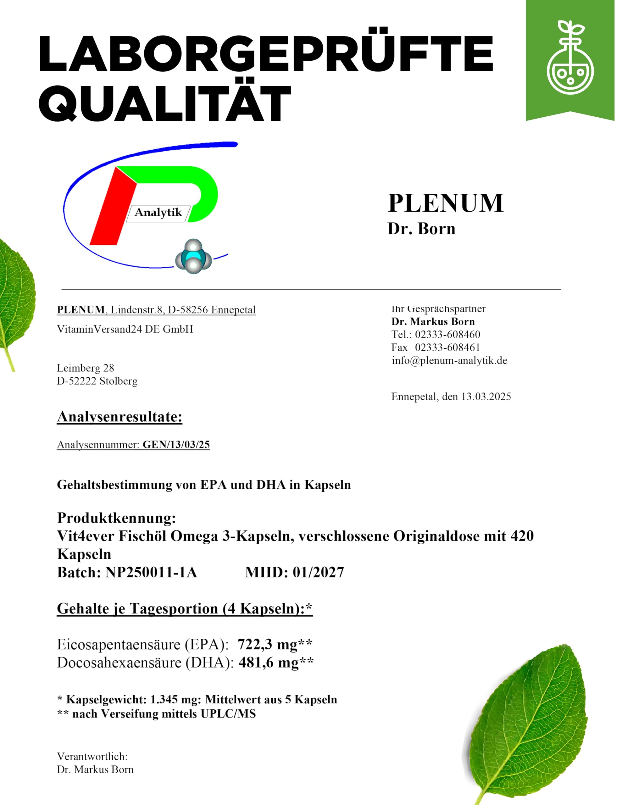 vit4ever Omega 3 Kapseln hochdosiert, 420 Kapseln 8