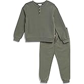 Splendid Boys' Adventure Long-Sleeve Thermal Henley Top and Jogger Pant 2-Piece Set