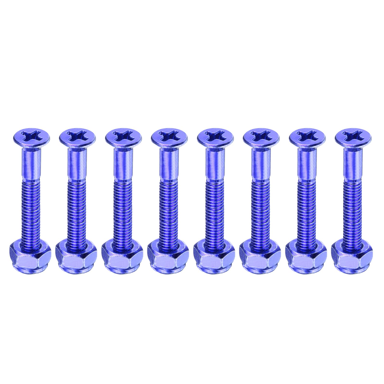 PATIKIL Skateboard Mounting Hardware 1.25", 8pcs Carbon Steel Skateboard Screws Bolts&Nuts Flat Head for Cruiser, Purple