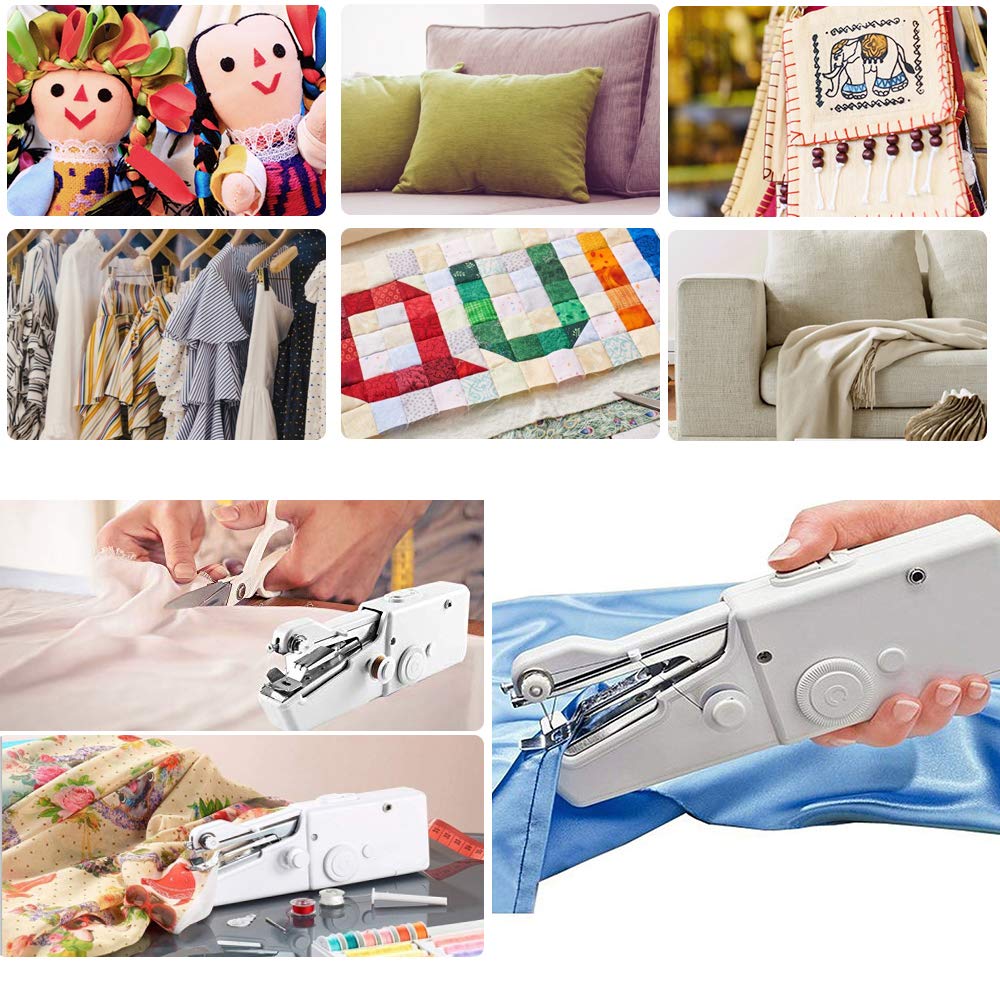 Sunvito Handheld Sewing Machine, Mini Cordless Portable Electric Sewing Machine for Beginners Home and Travel Use (White)