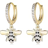 Cute Crystal Zircon Bee Earrings for Women Bee Drop Earrings Bee Earrings for Women Queen Bee Dangle Earrings for womens Gifts