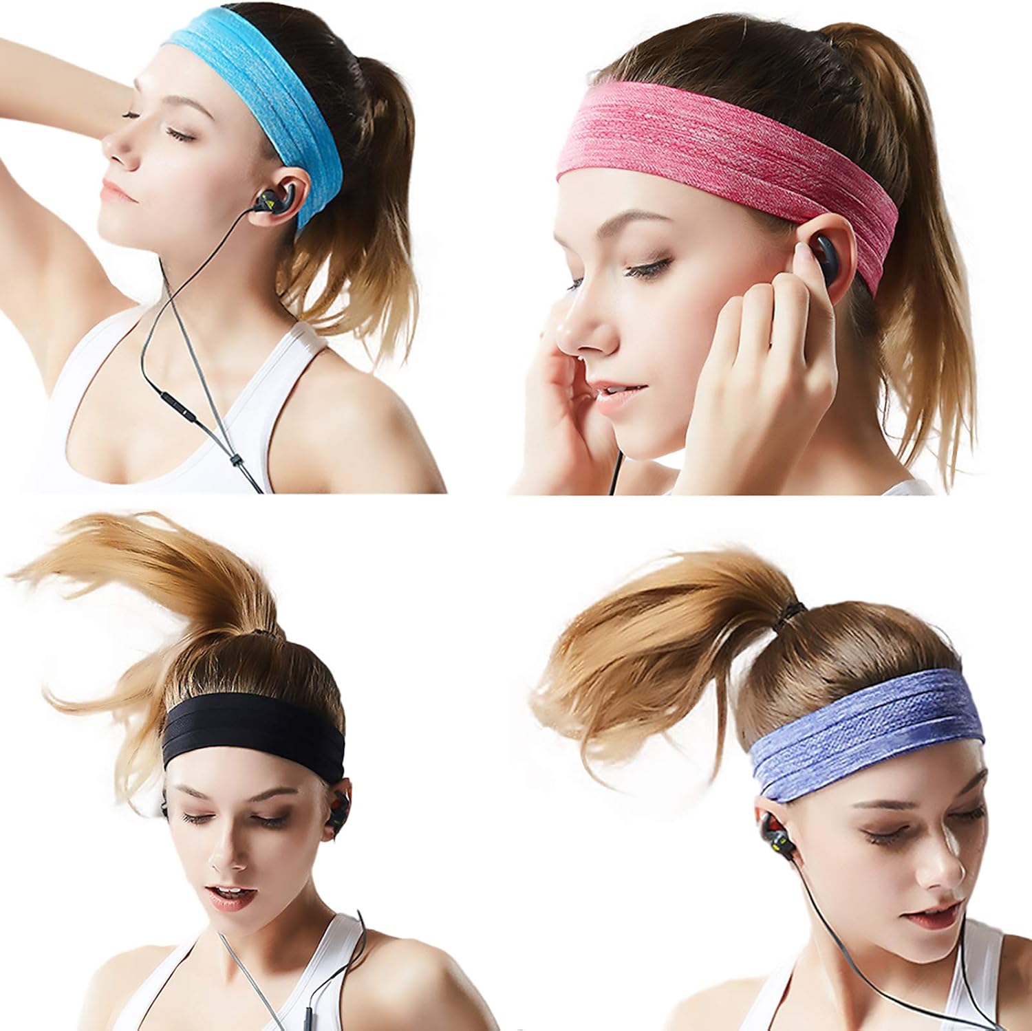 QiShang 6Pack Workout Sport Headbands for Women, Sweatbands for Women Head, Yoga Running Headbands for Women, Hair Bands for Women's Hair Non Slip : Sports & Outdoors