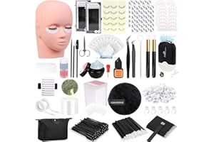 Eyelash Lash Kits Extensions Kit for Beginners - Lash Tech Starter Kit with Lash Mannequin Head, Lashes, Glue, Tools & Access