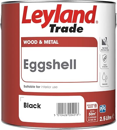 Leyland Trade Eggshell Paint Black 2.5 Litre Tough Washable Mid Sheen