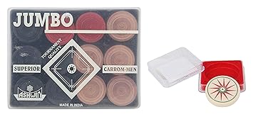 Ashwin and Jumbo Carrom Coins and Striker (Pack of 25, Mayur 25)