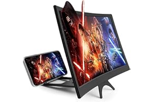 DIZAULPRO 16 Inch Screen Magnifier, 3D Magnifier Projector Screen, Foldable Phone Stand with Curved Screen Amplifier – Compatible with All Smartphones