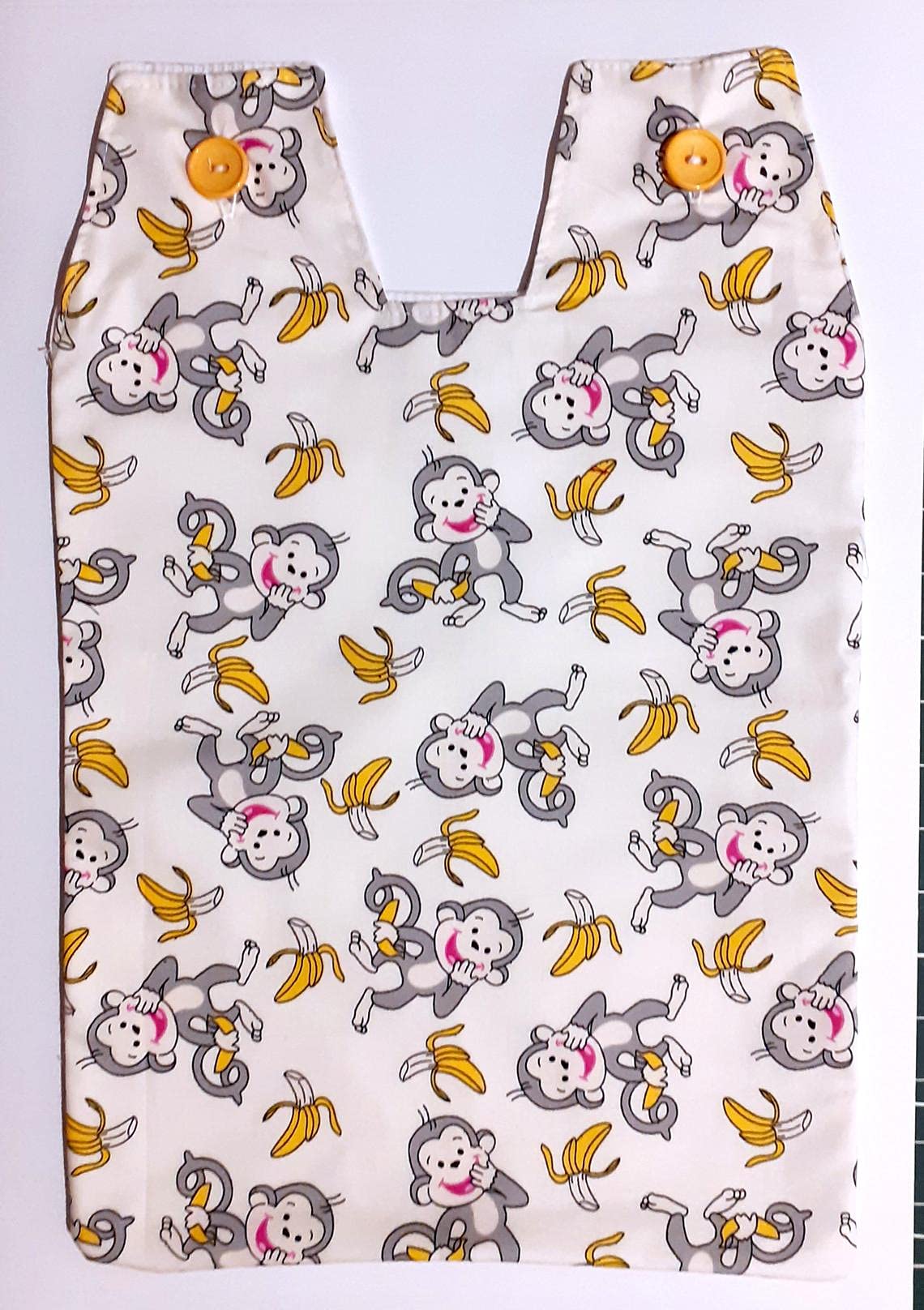 Catheter Night Bag Holder, Cover 100% Cotton. Silly Monkeys. Cream.