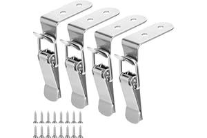 HJZHII 4PCS 90 Degree Tool Box Hood Locks Latches, Stainless Steel Spring Loaded Toggle Latch Catch Catch Hasp Clamp Clip Lock with 16 Screws for Wooden Case Toolboxes Cabinet Chest