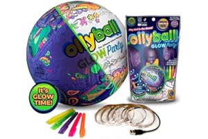 Ollyball Glow Party! Inflatable Ball with LED Blacklight Strip and Five Glow Markers, Great Indoor Toy for Kids