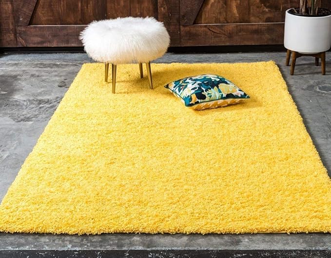 Buy carpet for home Modern Area Rug (Yellow, Micro Silk, 2 x 4). Online