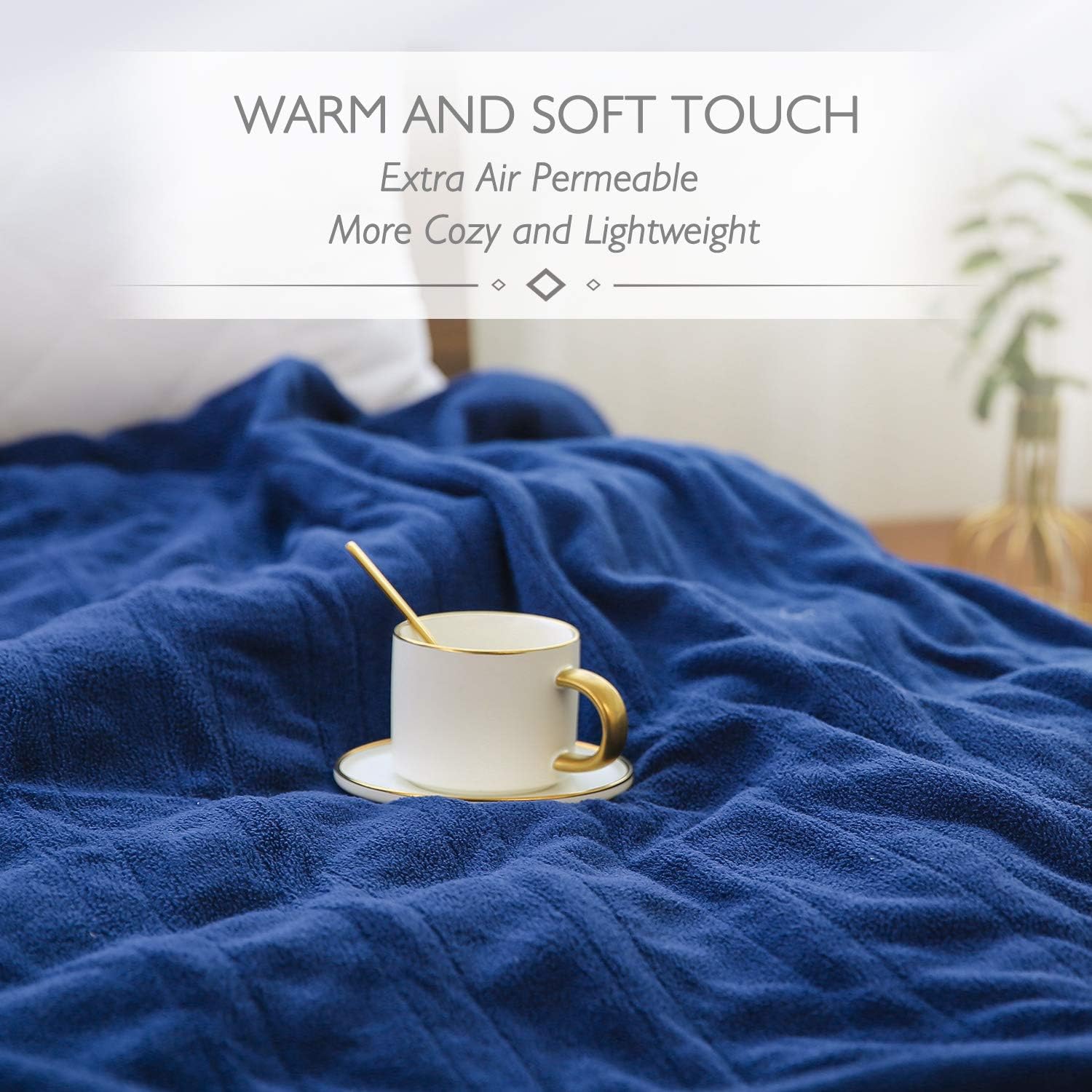 Electric Blanket Heated Throw 50" x 60" Lightweight Cozy Soft Fleece, 4 Temperature Settings Fast-Heating with 3 Hours Auto Off, ETL Certified, Full Body Warming, Machine Washable, Home Office Use: Kitchen & Dining