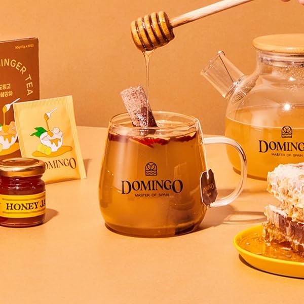 OH DOMINGO HONEY GINGER TEA, INDIVIDUALLY WRAPPED TEA BAGS, 20 COUNT, CAFFEINE FREE, SWEETENED WITH HONEY, ENERGIZING AND SOOTHING BLEND