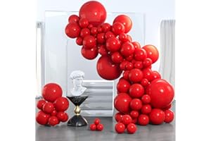 PartyWoo Red Balloons 85 pcs Different Sizes of 18 12 10 5 Inch Red Balloon Arch Kit Garland for Birthday Graduation Bachelorette Citizenship Anniversary Cherry Casino Theme Party Decorations Red-Y57