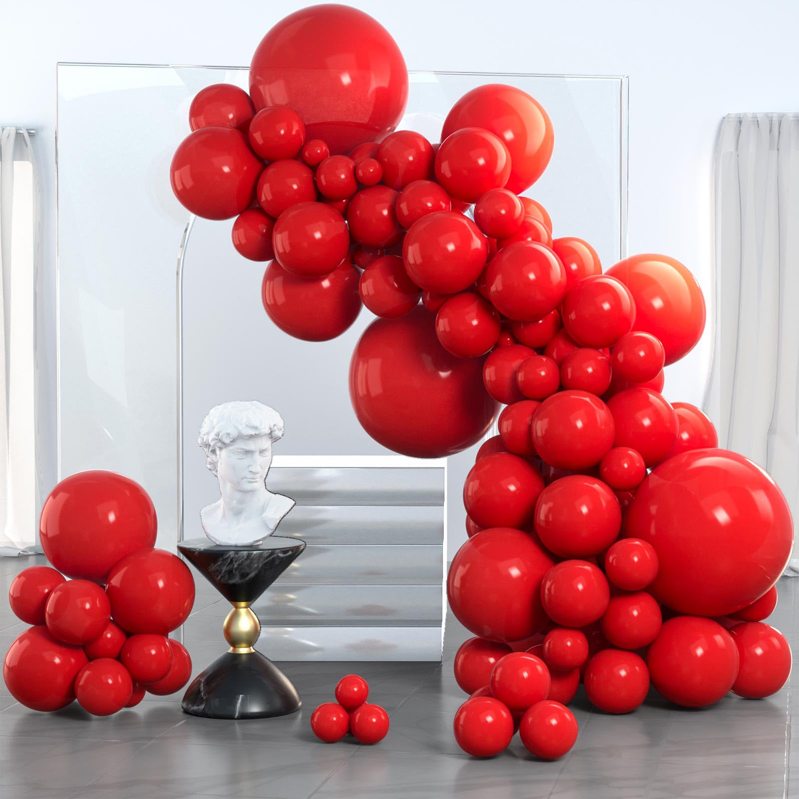 Photo 1 of PartyWoo Red Balloons, 85 pcs Matte Red Balloons Different Sizes Pack of 18 Inch 12 Inch 10 Inch 5 Inch Red Latex Balloons for Balloon Garland or Balloon Arch as Birthday Party Decorations, Red-Y57